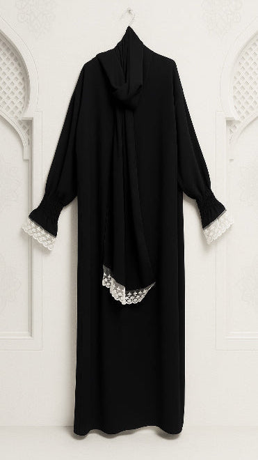 Abaya fluide dentelle